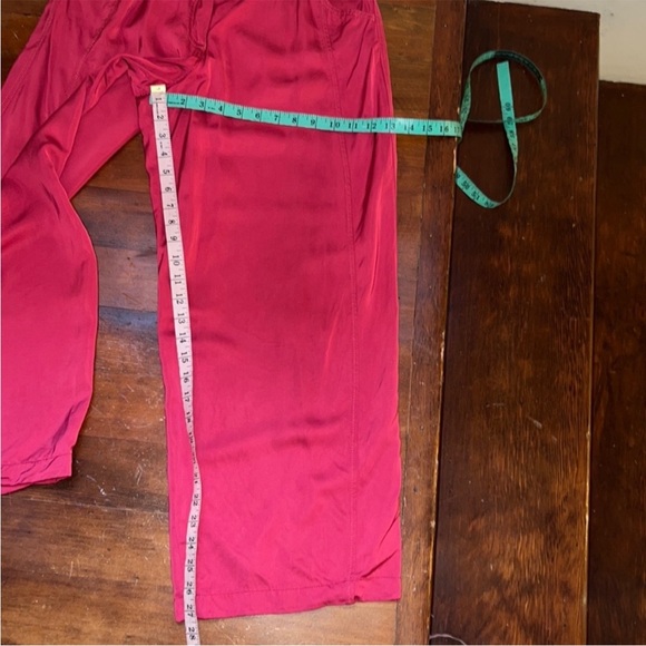 Emporio Armani High Rise Wide Leg Satin Trousers in Red - Picture 6 of 16